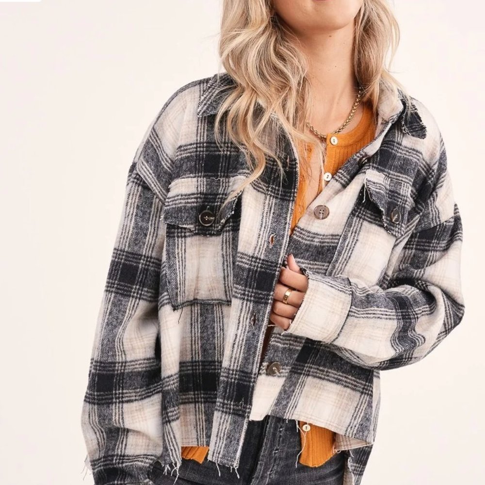 La Miel Anneli Plaid Shirt Jacket